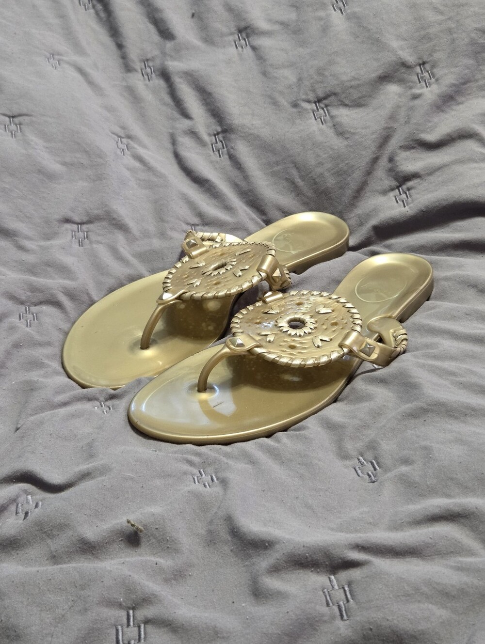 Jack Rogers Georgica Jelly Sandals Gold 8 boho fairy classic Preppy festival